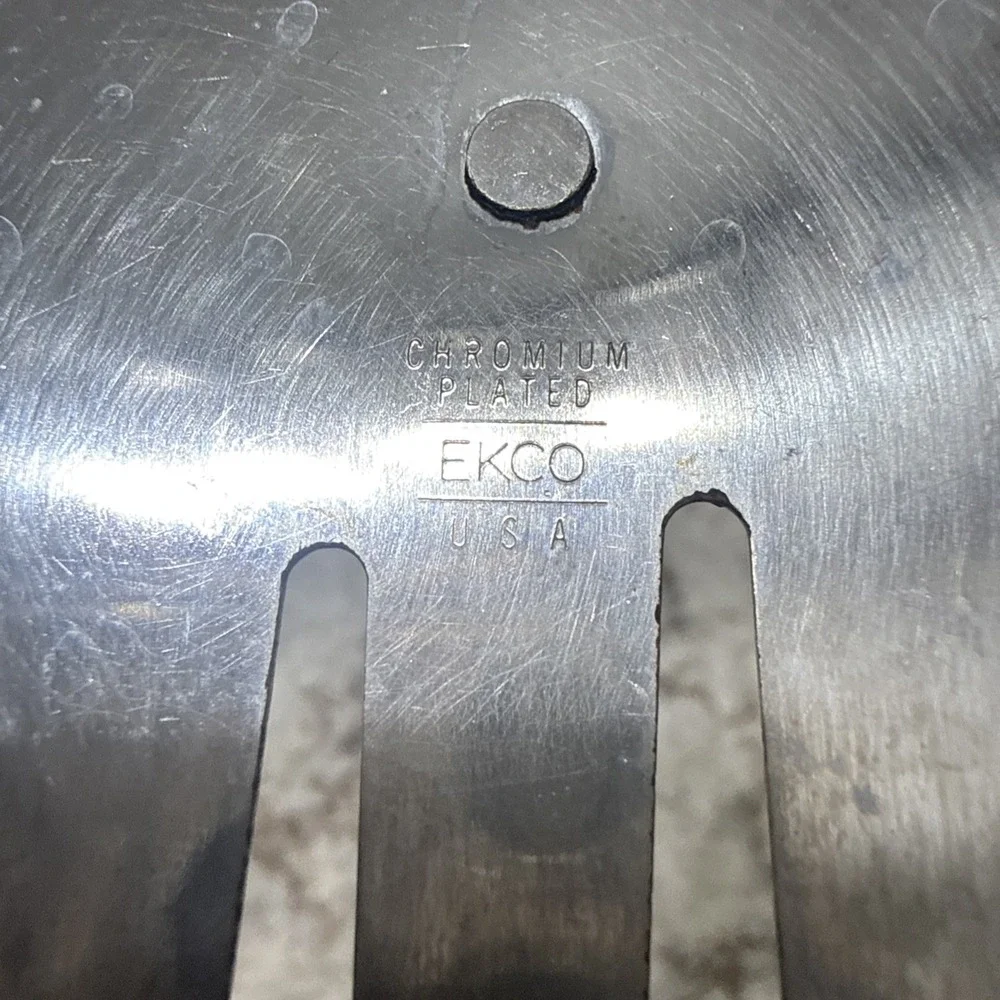 VTG Ekco USA Slotted Angled Spatula Chromium Plated Long 14 In Avocado Green